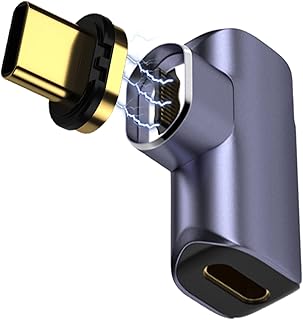 GELRHONR 40Gbps Right Angle USB C Magnetic Adapter,90 Degree USB4.0 24 Pin PD 100W 40Gb/s Quick Charge & Data Transfer and 6K@60Hz 4K@60Hz Video Output,Compatible for MacBook and More Type C Devices