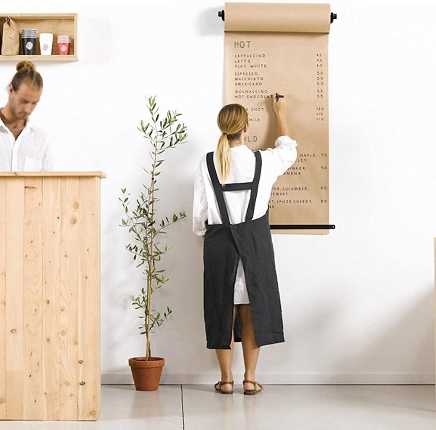 Uchwyt na rolkę papieru pakowego do montażu na ścianie, szeroki na 37/67/97/127 cm Dozownik rolki papieru rzeźniczego & Nóż(Steel Frame Wide-127cm/50in)