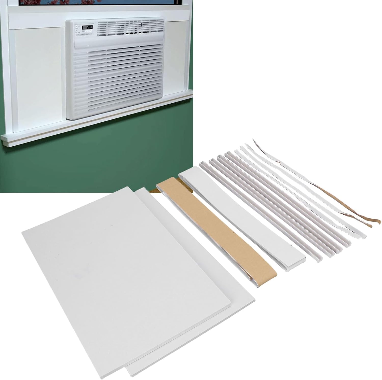 Air Conditioner Insulation Panel, Complete Enclosure Design for Seasonal Climate Control and Noise Reduction, Window AC Unit Insulation Panel, Foam Side with EVA Strip for