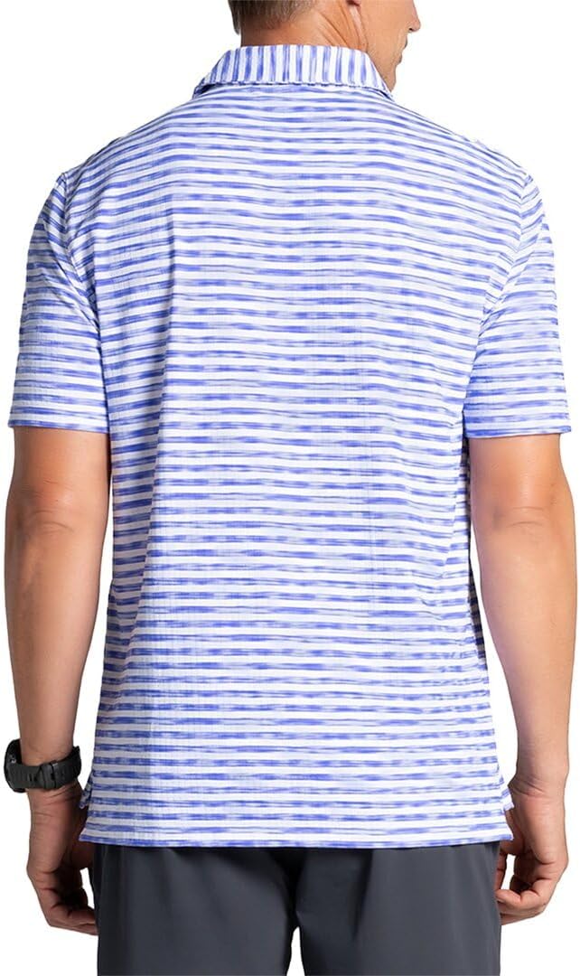 IBKUL Athleisure Wear Sun Protective UPF 50+ Icefil Cooling-Landon Stripe II Print Short Sleeve Polo (Modern Fit)-94164
