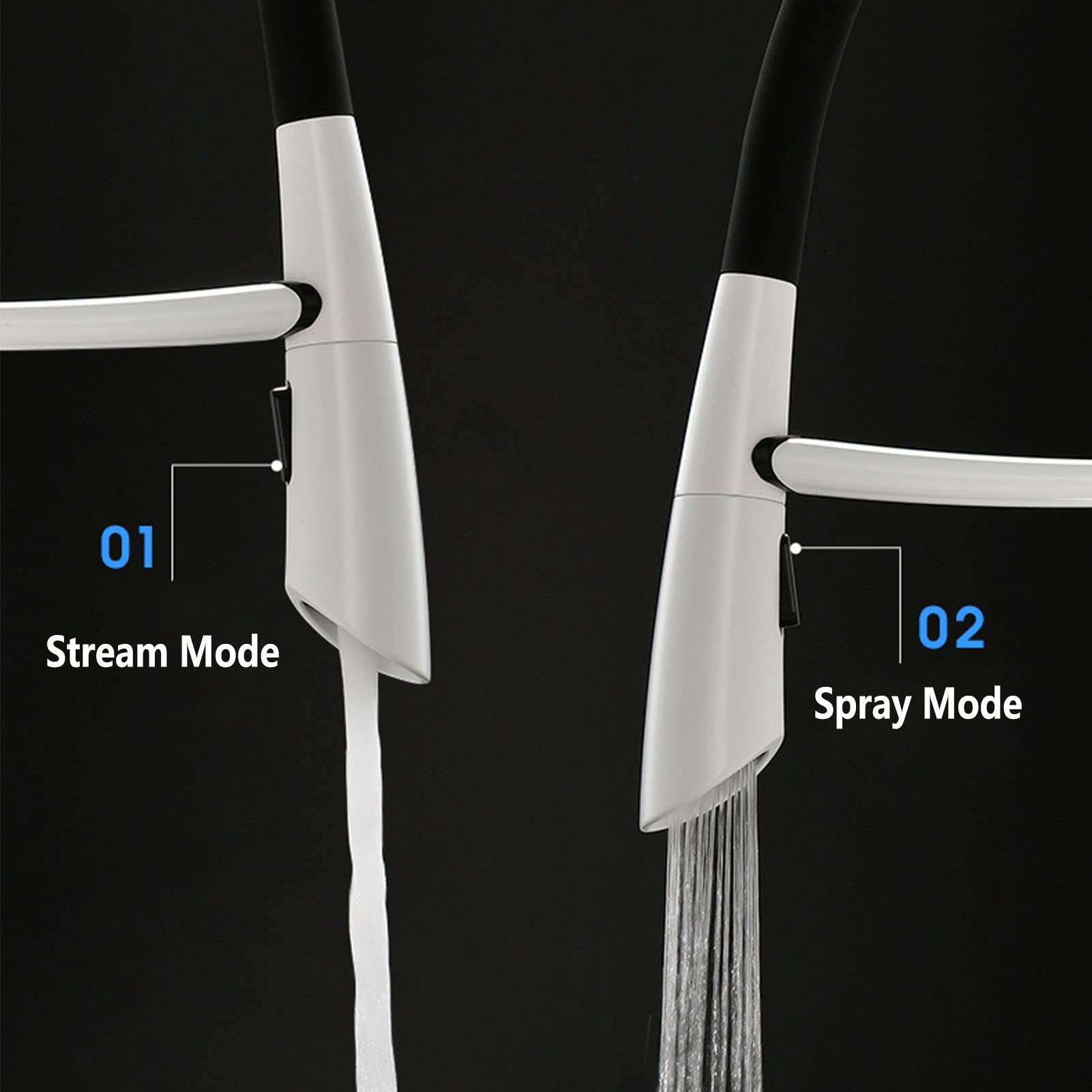 un grifo de agua enlatado en la pared, Grifo de cocina extraíble con rociador, monomando, giratorio 360 grados, latón(Black)