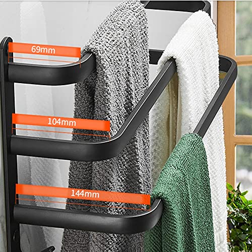 Toallero de baño montado en la pared en aluminio negro mate 4