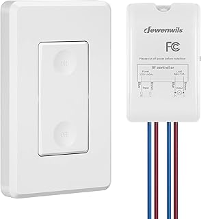 DEWENWILS Wireless Light Switch, No Wiring, Programmed and Expandable, 100 Ft RF Range, Remote Control Wall Light Switch Kit, Remote Switch Lighting Fixture for Ceiling Lights, Fans, Lamps