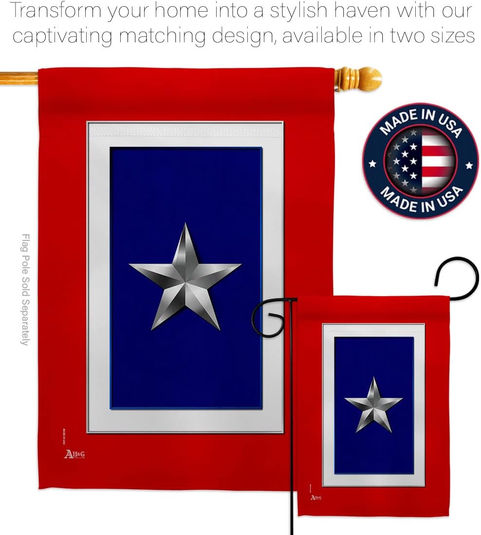 Silver Star House Flag - Eagle Set Armed Forces Military Service All Branches Support Honor United State American Veteran - Decoration Banner Small Garden Yard Gift Double-Sided Made in USA 28 X 40