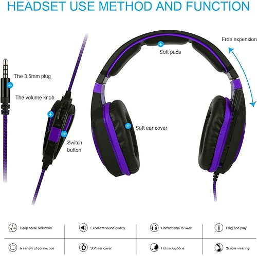 Miniatura 6 de Anivia AH28plus - Auriculares para computadora con cable y micrófono, estéreo para juegos, con aislamiento de ruido, con control de volumen, sonido