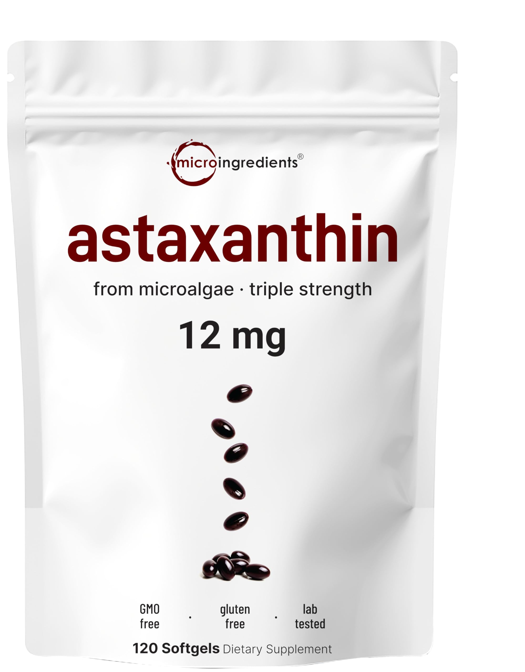 Micro Ingredients Natural Astaxanthin 15mg, 120 Softgels, 3 Month Supply, Premium Astaxanthin Supplements (MicroAlgae), Supports Eye, Joint, Cardiovascular Health and Antioxidant