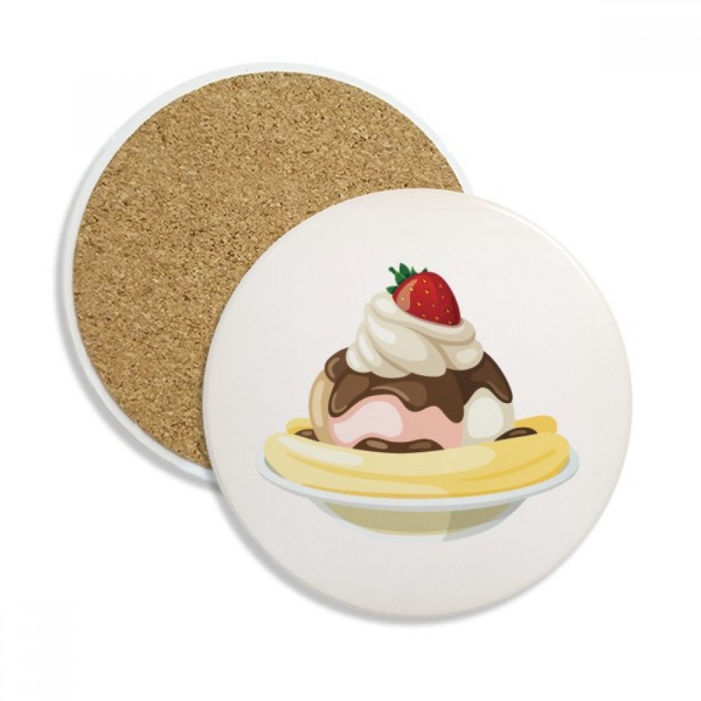 Coaster en céramique fraise et banane douce idée cadeau colorée pour la maison 2Pcs