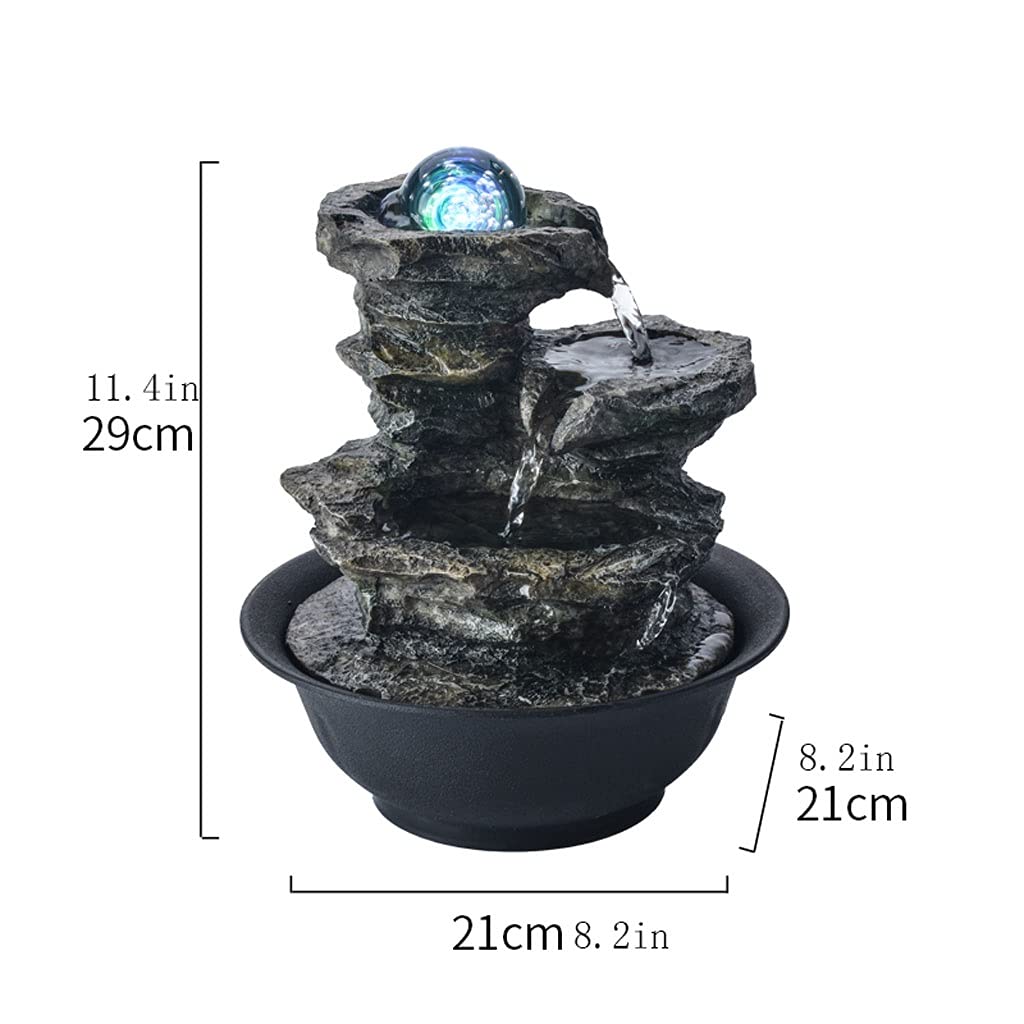 Fontane per Interni Fontane da Tavolo Fontana a Cascata per Meditazione Feng Shui,Fontana d'Acqua da Tavolo con Sfera Rotante a LED per la Decorazione dell'home Office per Interni Fontane per Interni Fontane da Tavolo Fontana a Cascata per Meditazione Feng Shui,Fontana d'Acqua da Tavolo con Sfera Rotante a LED per la Decorazione dell'home Office per Interni