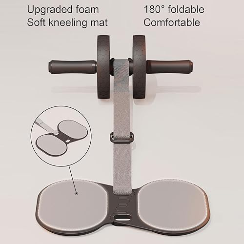 Miniatura 6 de Abdominal Wheel Roller, Automatic Pull Strap Knee Pad Dual Wheel Abdominal Workout Exercise Equipment for Home Gym