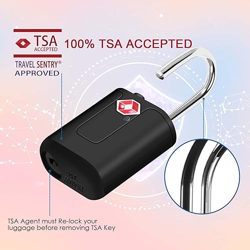 Miniatura 5 de Paquete de 4 cerraduras de equipaje de viaje aprobadas por la TSA con llaves, candados pequeños con cremallera, candados compatibles con la TSA para