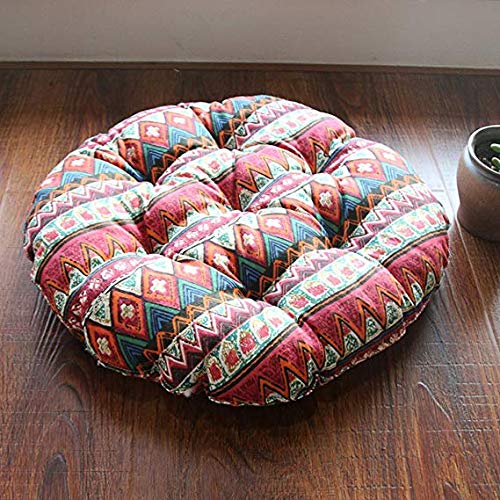 Coussin rond de tabouret en coton et lin 68x68 cm pour assise tatami