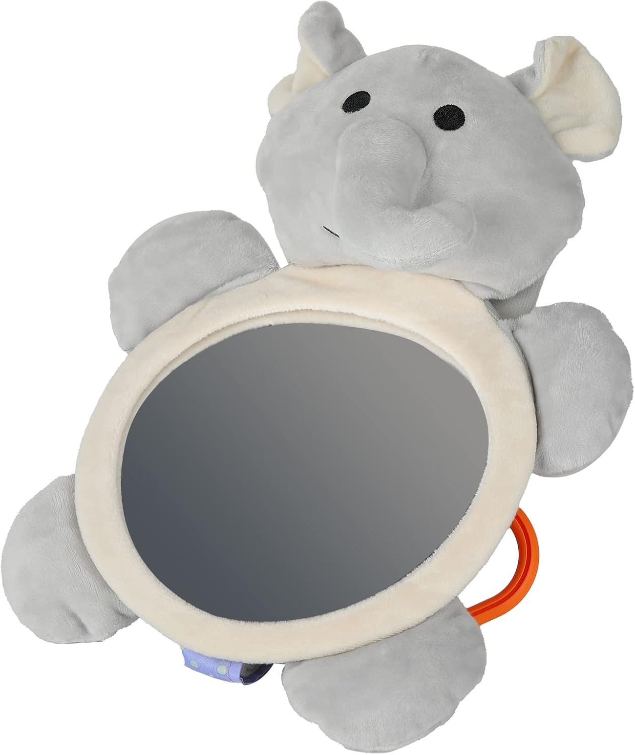 Baby Backseat Mirror Rear Facing Safety Car Seat Mirror with Cute Shape for Infant 0 6 Years Old Short Plush Plastic PVC 27 x 19cm (elephant mirror)