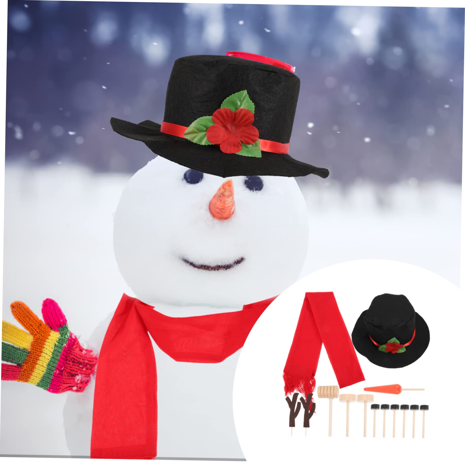 TOPBATHY 2 Set Set di Vestiti da Pupazzo di Neve Kit Ornamento Pupazzo di Neve Fai da Te Puntello di Decorazione del Pupazzo di Neve Sciarpa Pupazzo di Neve Accessorio Festivo Poliestere