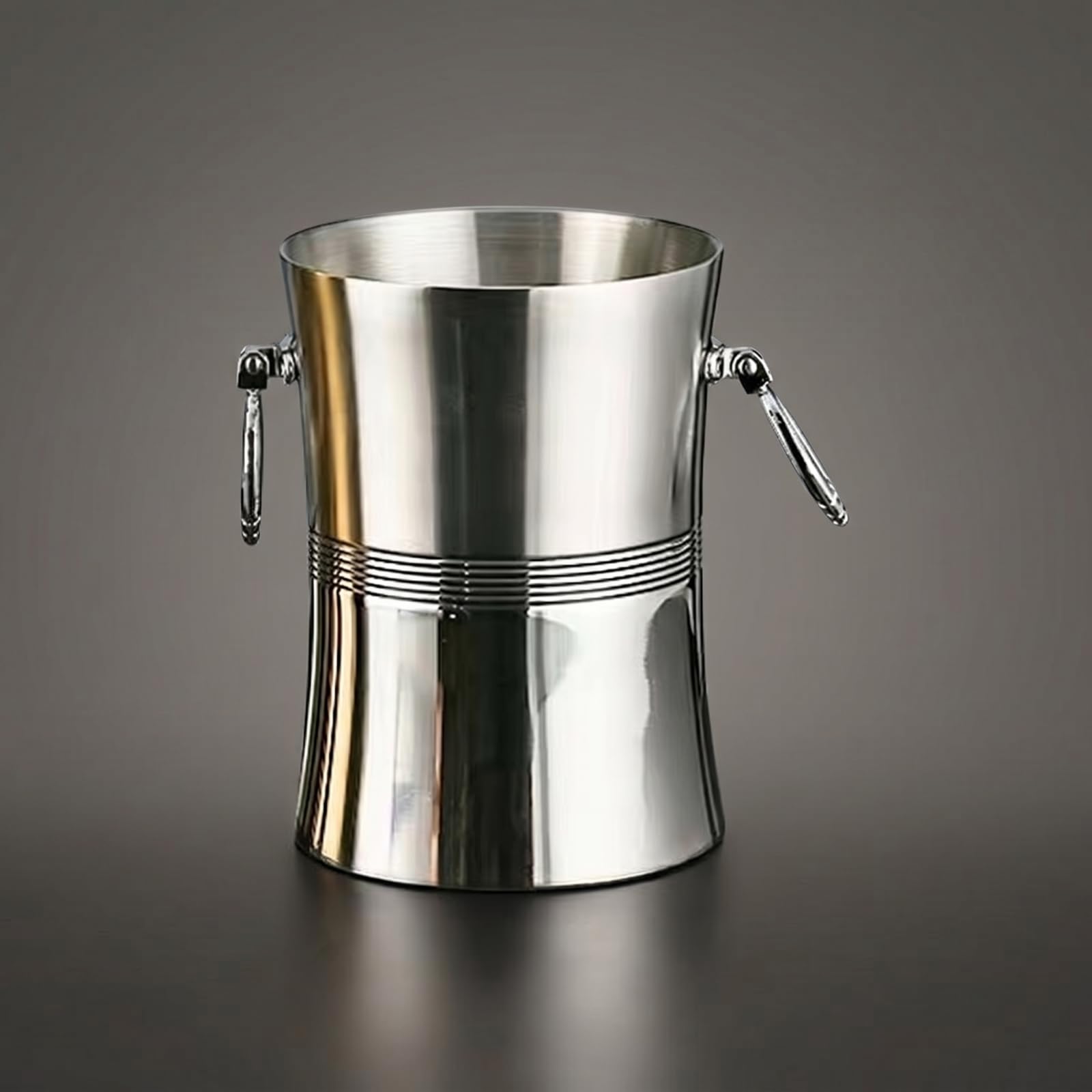 Secchiello da Ghiaccio con Manici a Anello Isolante Secchiello Termico in Acciaio Inox Termico per Sommelier, Ristoratori, Ristorante, Bar