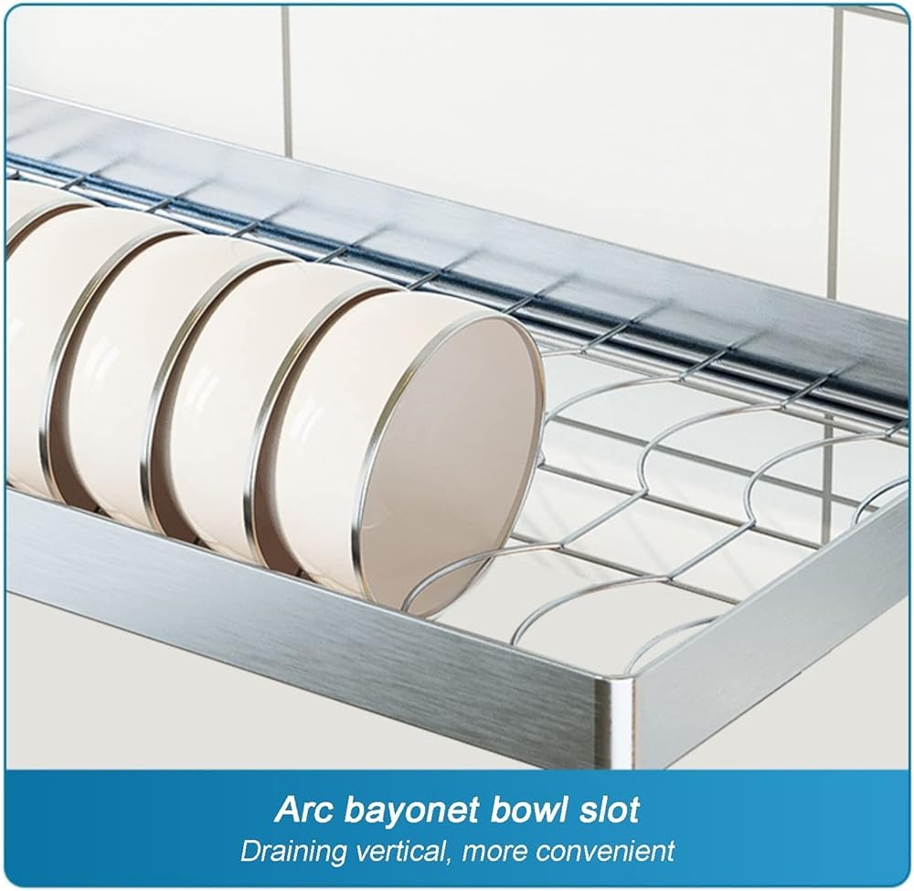 Scolapiatti da parete da cucina sopra il lavello in acciaio inox, 55-95 cm (dimensioni: 85 cm)