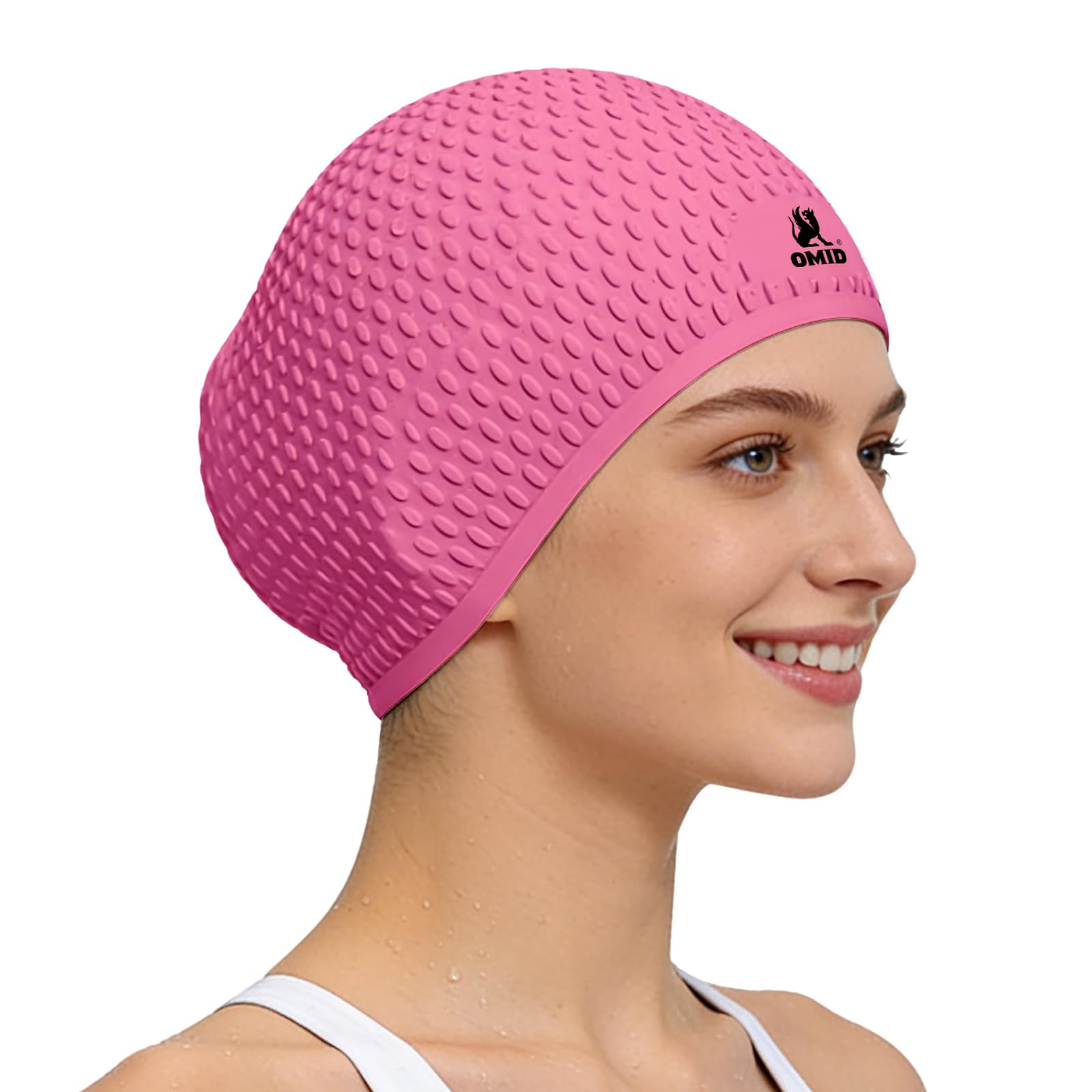 OMID Extra Large Silicone Swim Cap for Adults with Long & Curly Hair – Low-Drag Design, Secure & Comfortable Fit for Pool, Beach and Swim Training