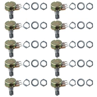 10 Pcs B500 500 Ohm 3 Terminals Single Linear Rotary Taper Potentiometer