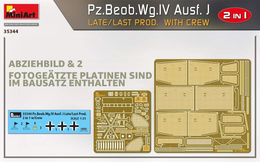 MiniArt 35344 1:35 Pz.Beob.Wg.IV AUSF.J Spät 2in1 (5)-originalgetreue Nachbildung, Modellbau, Plastik Bausatz, Basteln, Hobby, Kleben, Modellbausatz, Zusammenbauen, unlackiert