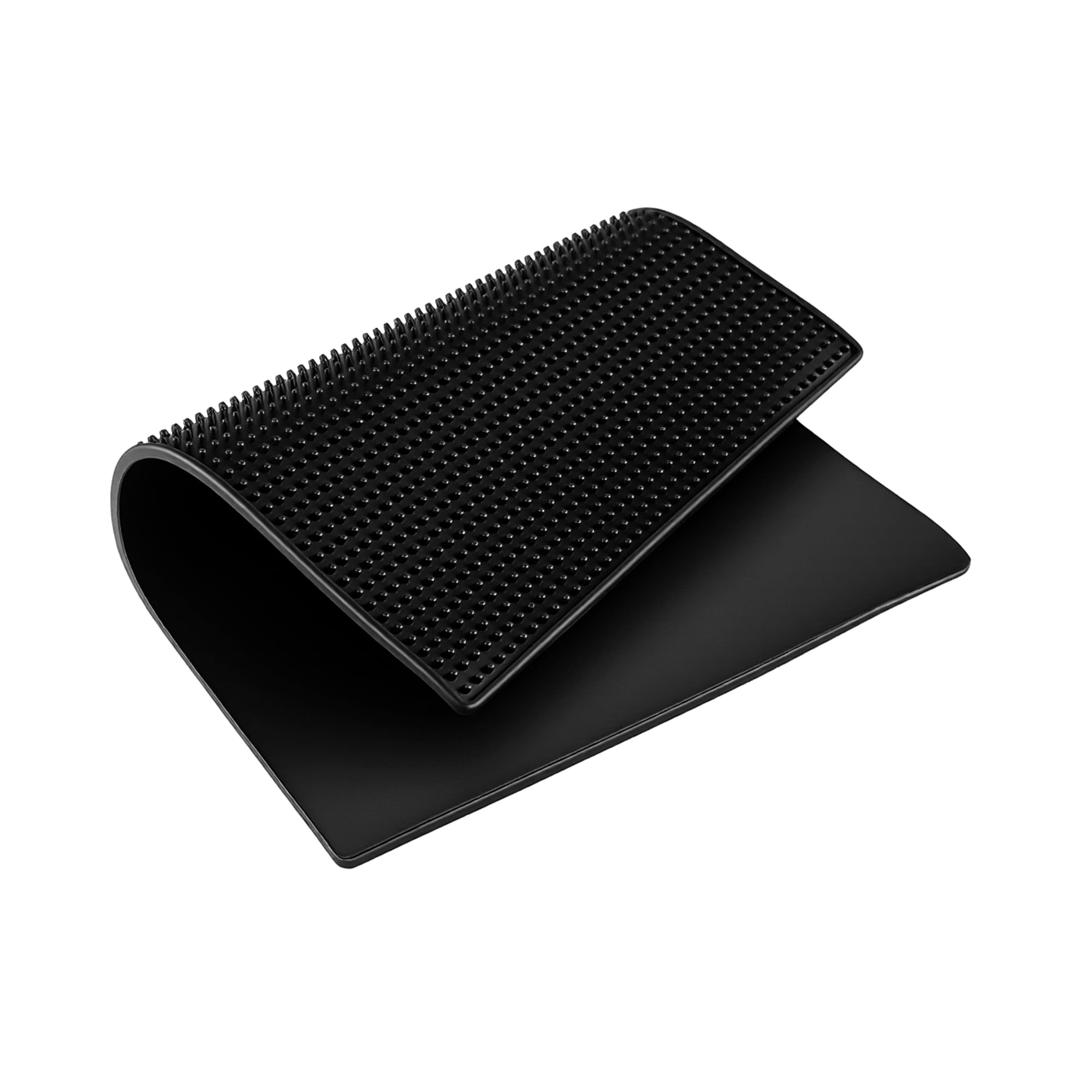 4 tappetini da bar in PVC, 45 x 30 cm, colore nero, per stoviglie, con 4 sottobicchieri rotondi da 10 cm, accessori per bar e cucina