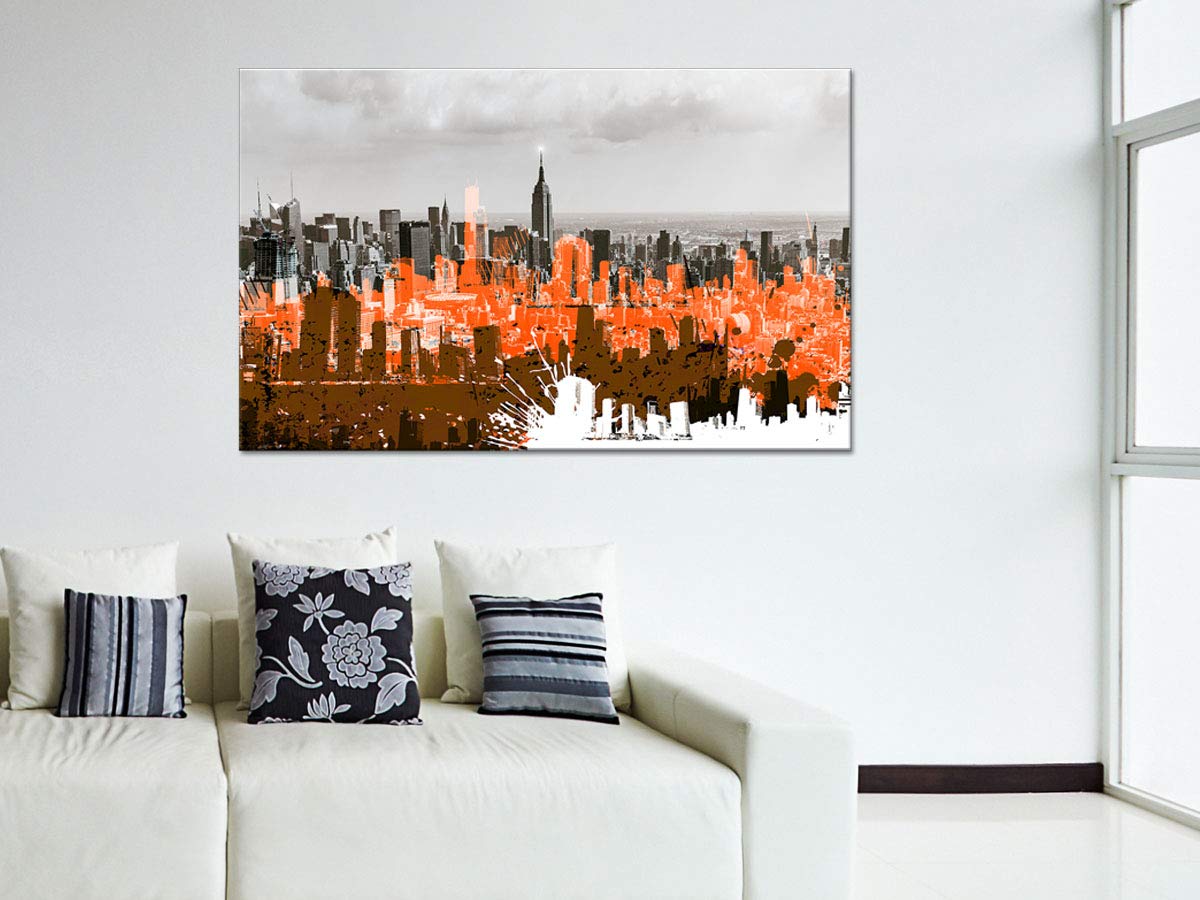 DECLINA, Decorazione da Parete, Quadro Decorativo per la casa, Quadro Decorativo da Parete per Soggiorno, Motivo: Manhattan Graffiti, 50 x 30 cm