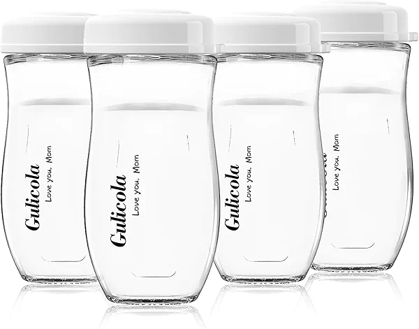 Gulicola Glass Baby Breastmilk Storage Bottles 8 oz, Wide Neck Breastmilk Collection Bottles, 4 Pack - White