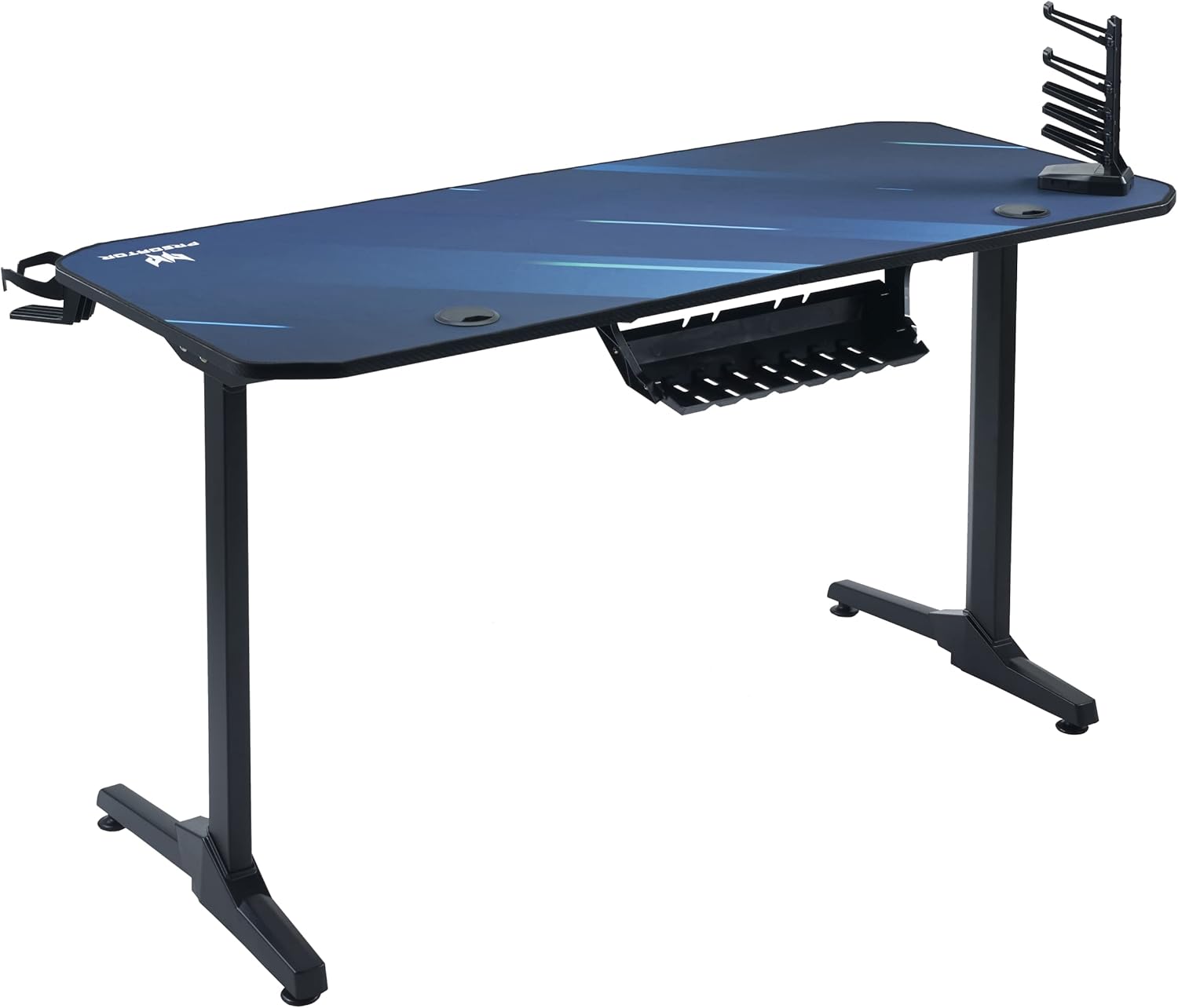 Rear view of the Predator Gaming Desk showing cable management tray