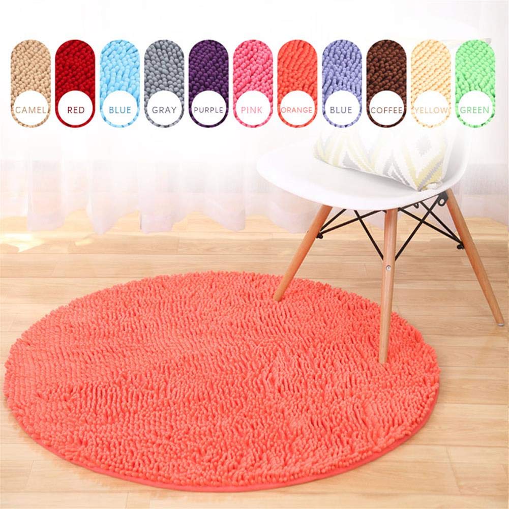 Tapis de bain chenille à poils longs en microfibre douce, antidérapant, imperméable, lavable en machine, design rond confortable pour décoration d'intérieur (100 cm)