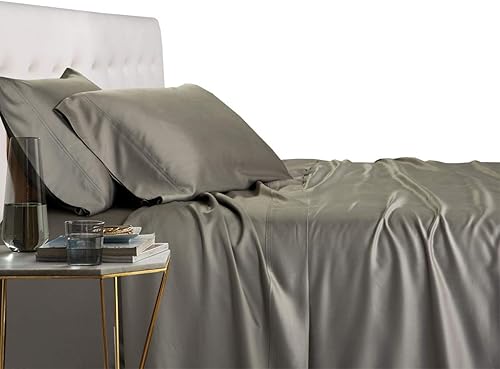 Miniatura 9 de Royal Tradition Juego de sábanas de viscosa de bambú, Split California King, color beige sólido, súper suave y fresco, juego de sábanas de 5 piezas