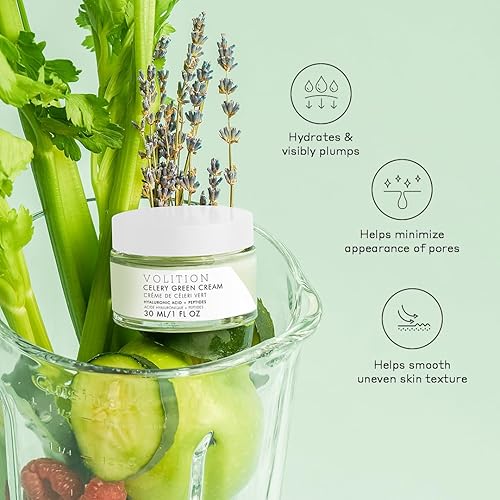 Miniatura 2 de Volition Beauty - Crema verde de apio con ácido hialurónico + péptidos, purifica, minimiza los poros y controla el aceite, 1 onza