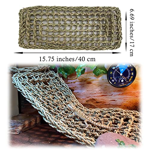 Image of Reptile Hammock,Large Lizard Lounger,Bearded Dragon Tank Accessories Natural Seagrass Hammocks Hanging Flexible Climbing Vines Decoration for Gecko Snakes Chameleon(4 PCS)