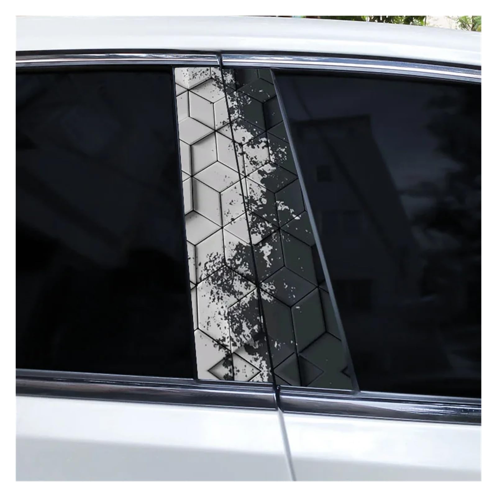 Car Side Decals 2pcs Funny Humorous Creative Car B-Pillar Stickers Cover Scratches Door Pillar Waterproof DIY Personalized Decal(Style B)