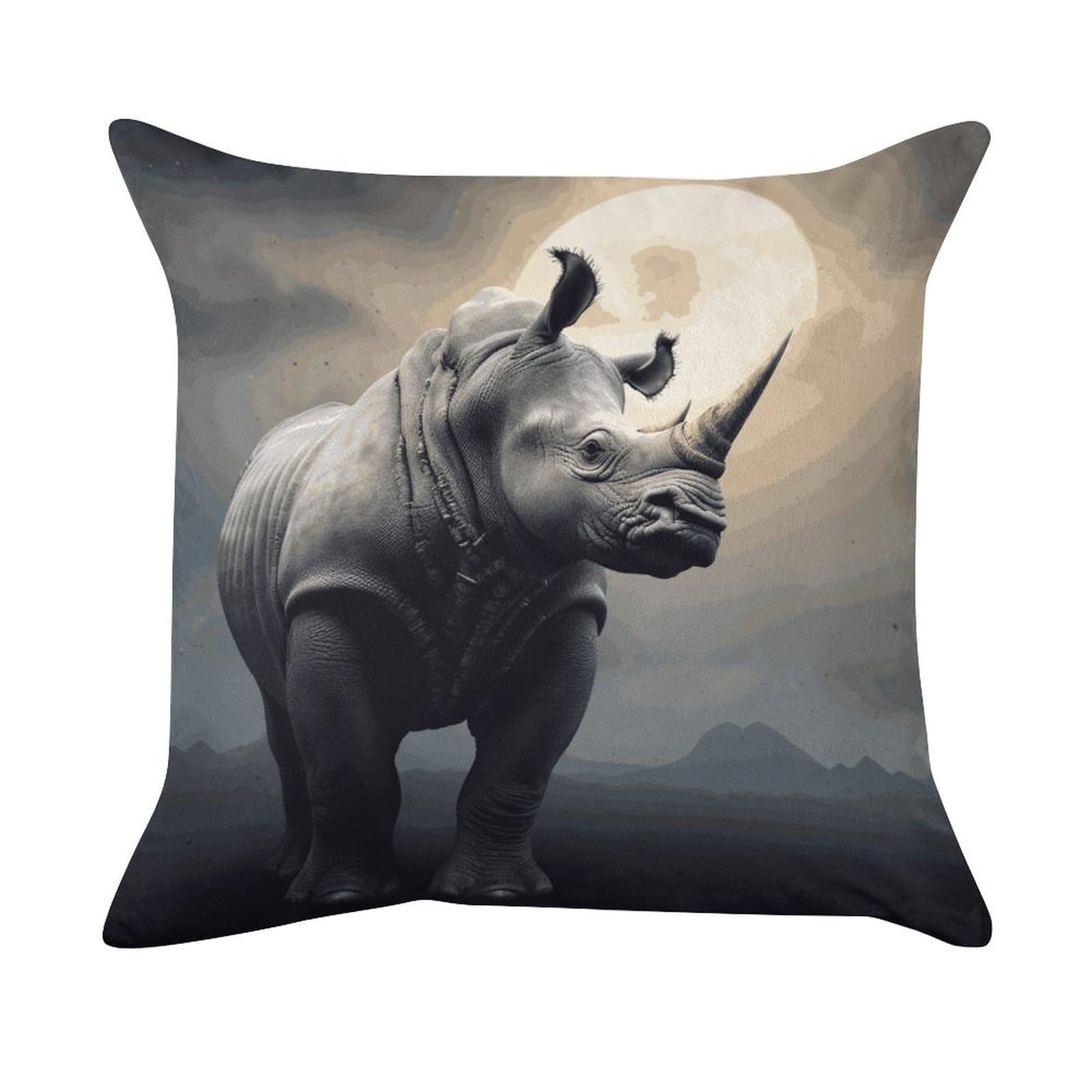 MUSM Rhino Throw Pillow Cover Standard Pillowcases with Invisible Zipper Luxury Cozy Velvet Pillow Shams Ultra Soft Lumbar Pillows Shells Decorative Square Cushion Cases