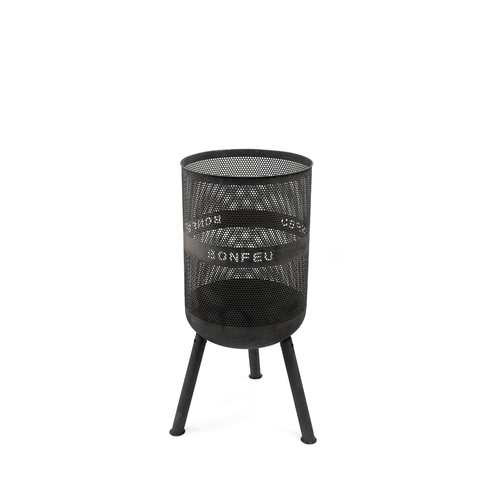 BonFeu Bonves Ø 34cm Schwarz - Feuerkorb für den Garten - Feuertonne & Feuerstelle - Feuerschale Feuerkorb aus stabilem Stahl - Mit Grillrost & Schürhaken zum Kochen - Feuerkorb mit Grillrost