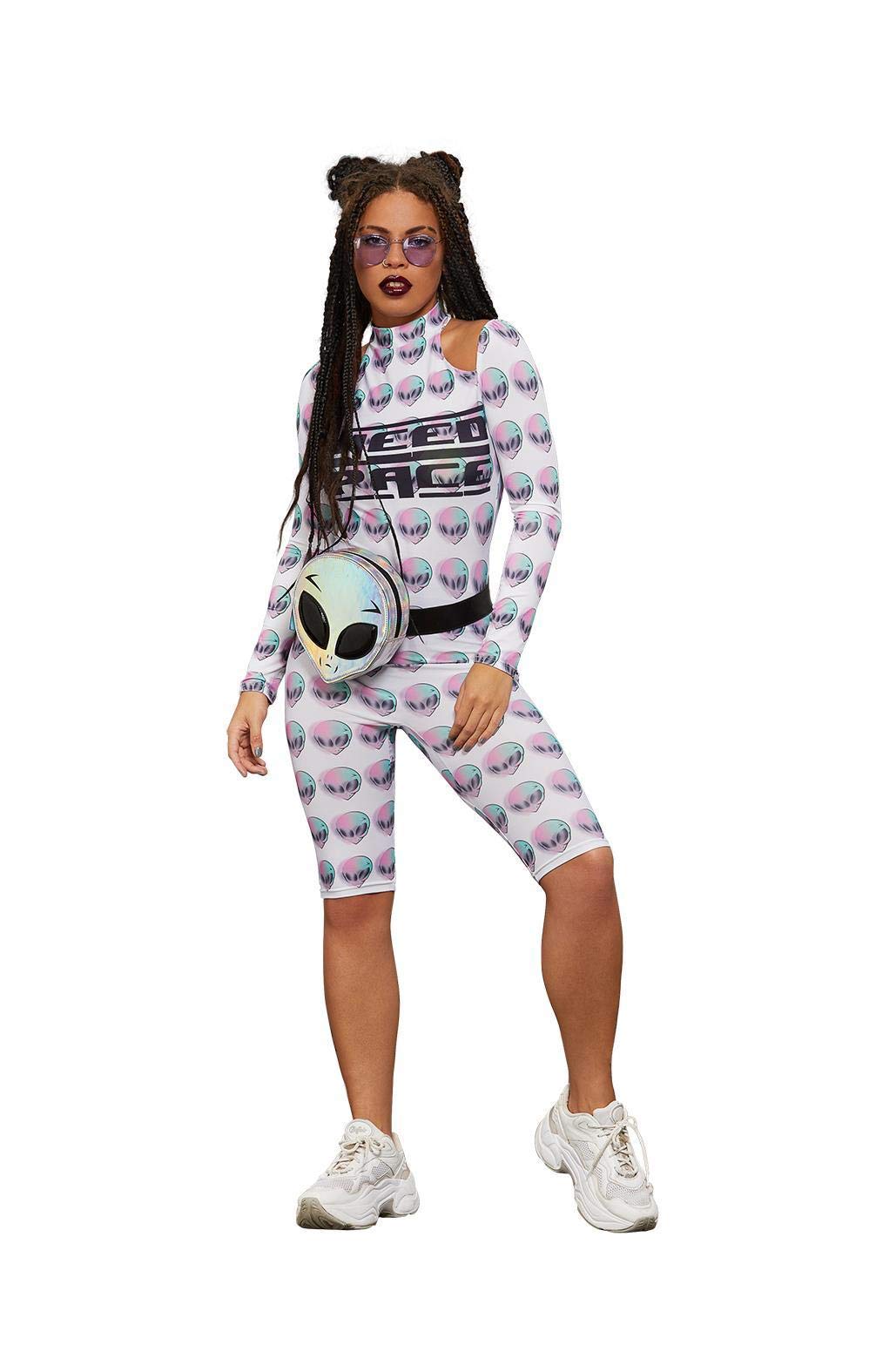 Smiffys Fever Space Unitard, Fever Fancy Dress, Fever Dress Up Costumes, White, M - UK Size 12-14 - Image 2