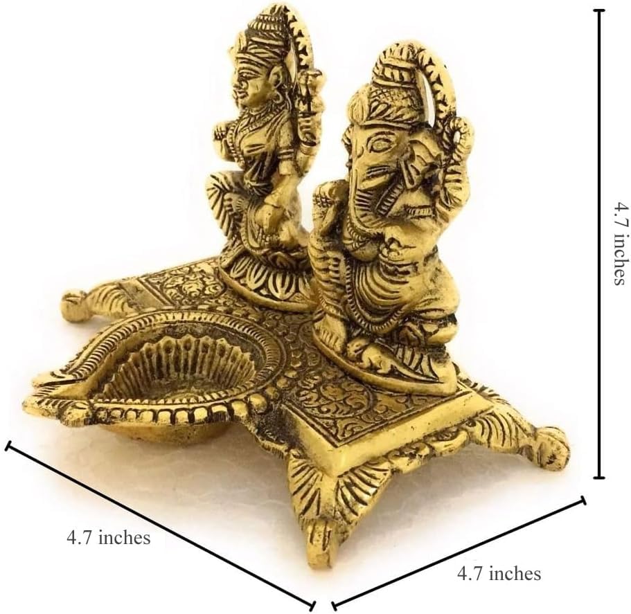 Statues Laxmi Ganesh en métal : ensemble de divinités indiennes pour temple maison - 3