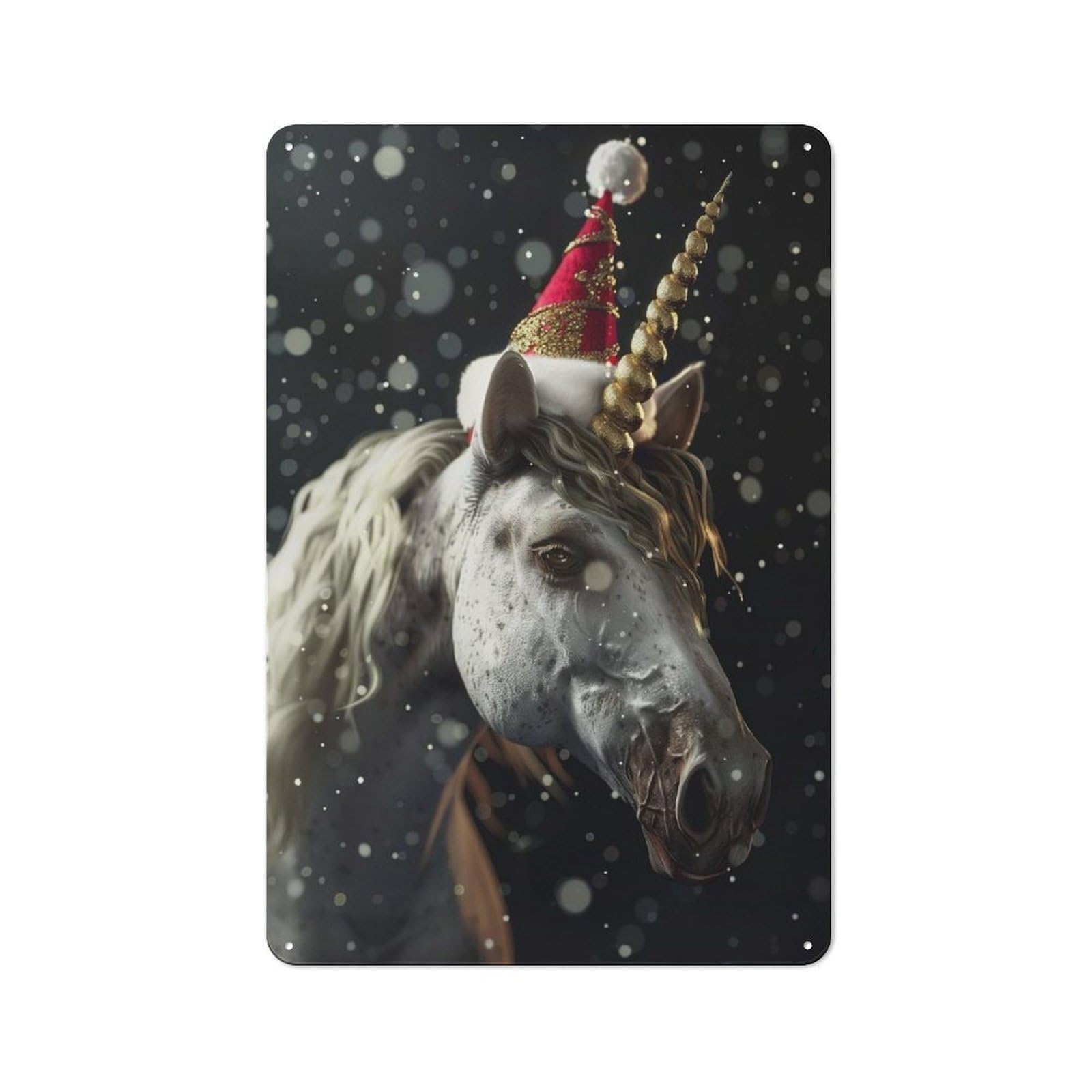 Junmoney Festive Unicorn Christmas Retro-Style Metal Plaque 30X20cm For Garage Or Workshop, For Garage, Workshop And Man Cave Decoration