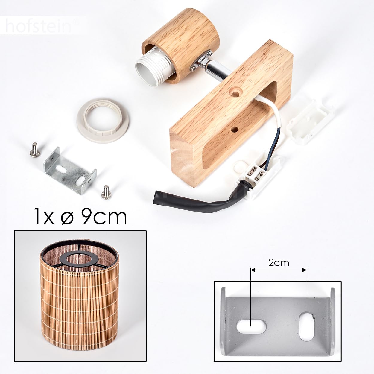 Lampada da soffitto Kinnared, lampada moderna in legno/metallo/bambù nei colori naturali/cromati/marrone, a 1 luce dal design scandinavo con riflettore regolabile, x E14, senza lampadina