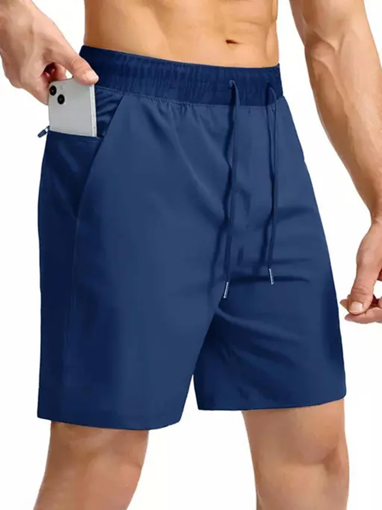 Style curw Sports Pants for Men 7" Sport Short Running Fitness Running Shorts Lightweight Quick Dry Workout Pants with Zipper Pocket-image-18
