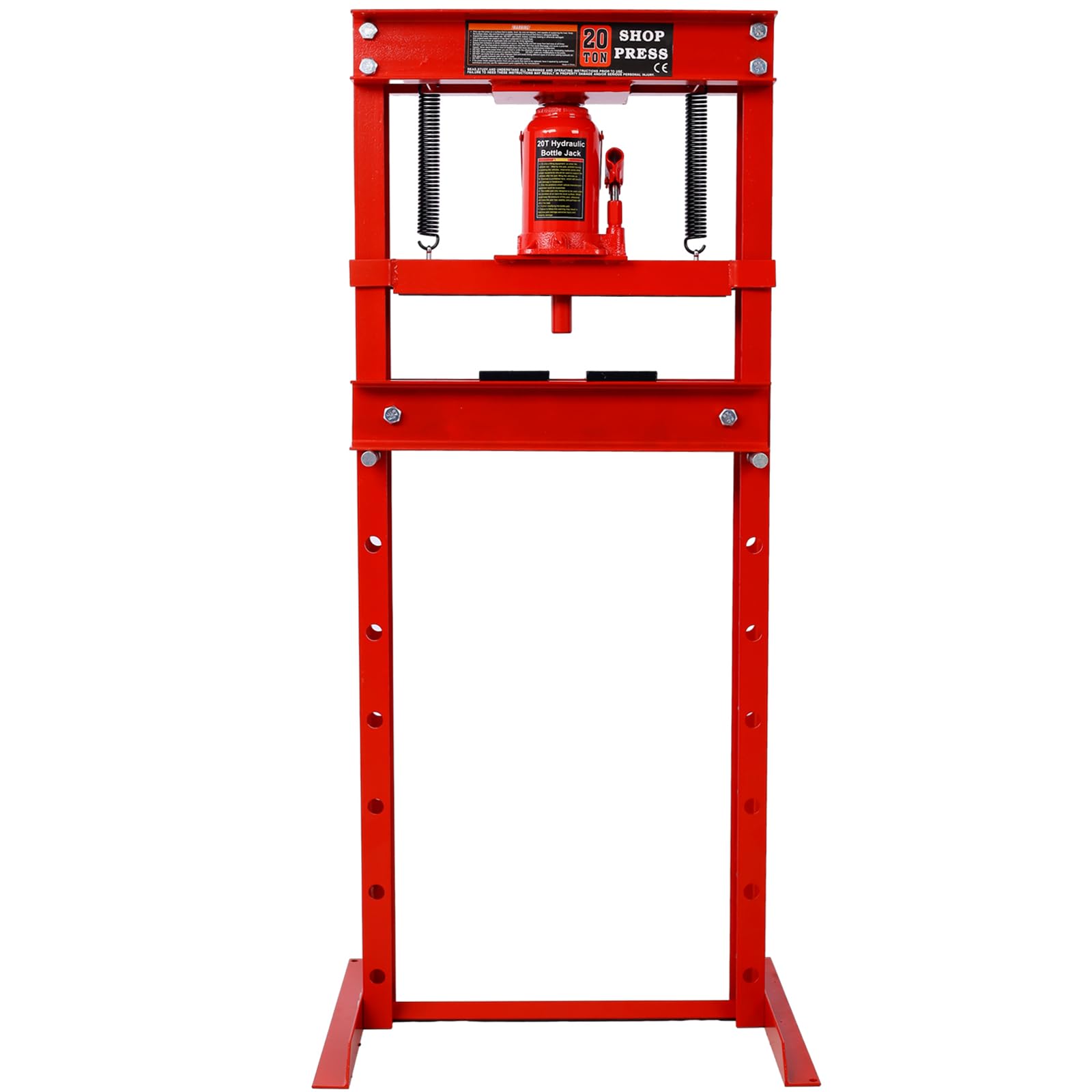 20 Ton Hydraulic Shop Press,H-Frame Floor Mount Hydraulic Press,for Car Repair and Garage,Bending,Straightening,Pressing Parts,Installing Bearings,U-Joints,Bushings,Ball Joints & Pulleys,Red