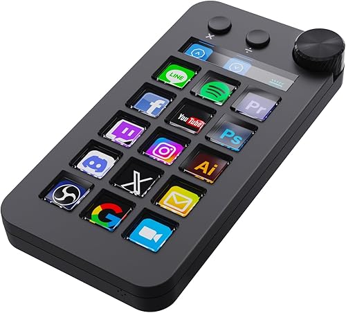 Teclado macro, teclado de acceso directo macro, con 15 teclas macro personalizables, tres modos (teclas de acceso directo, calculadora y teclado