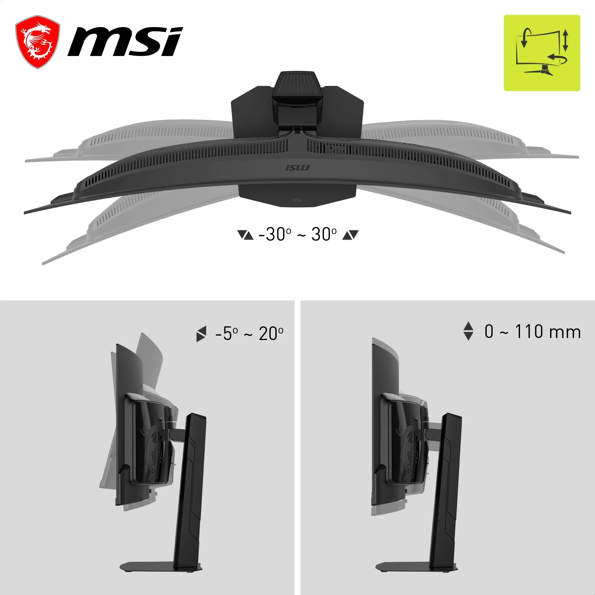 MSI MAG 341CQP QD-OLED X28 Display Gaming 34'', UWQHD 3440 x 1440, 280 Hz, 0,03 ms, Tandem QD-OLED, Stripe RGB, Film DarkArmor, Uniform Luminance, Adaptive Sync, Base piatta