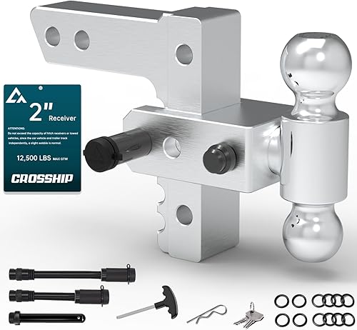 Enganche de remolque ajustable  Enganche de barra de tracción de aluminio resistente  Se adapta a receptor de 2 pulgadas, caídaelevación de 6