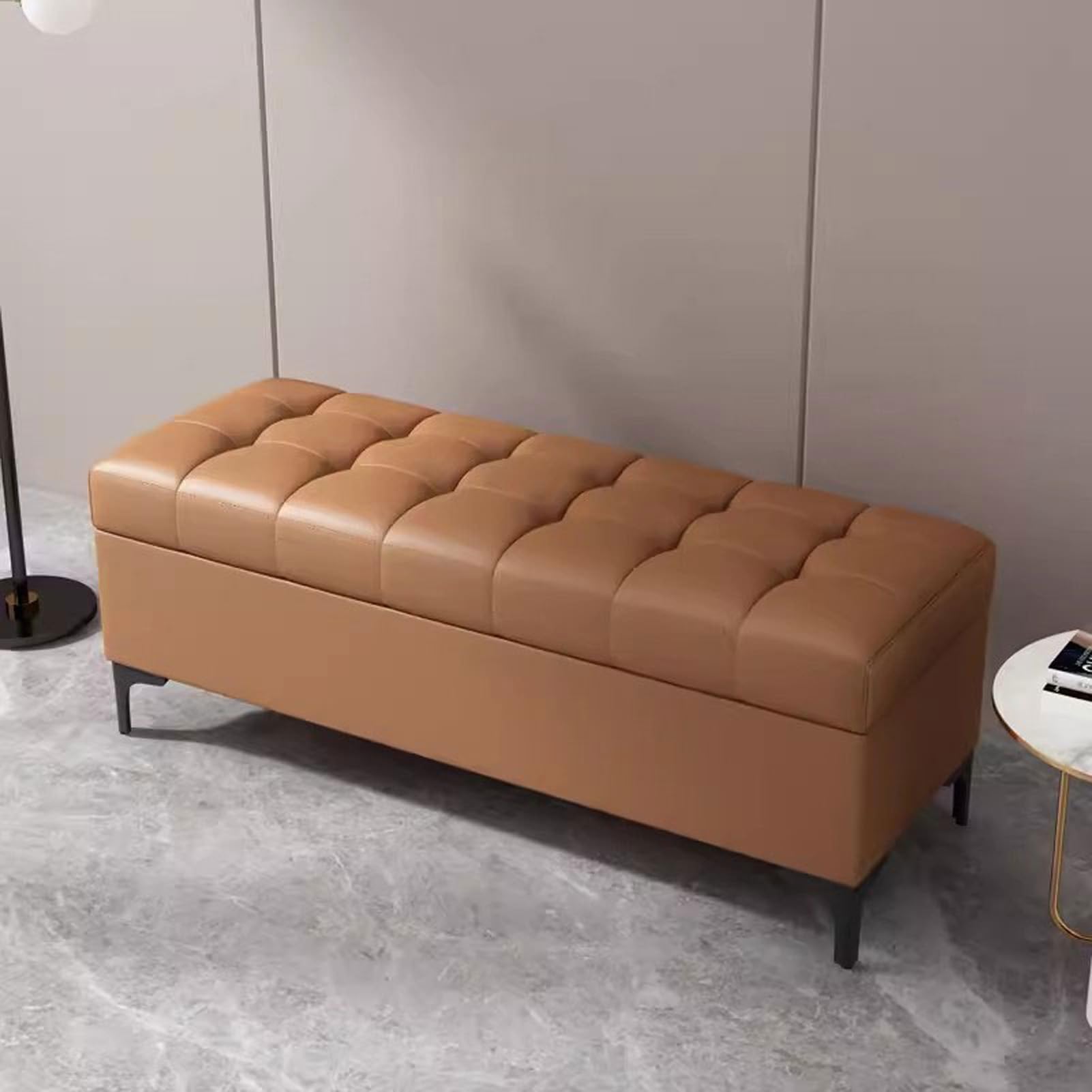 Organisateur à chaussures et banc de rangement en cuir pour salon