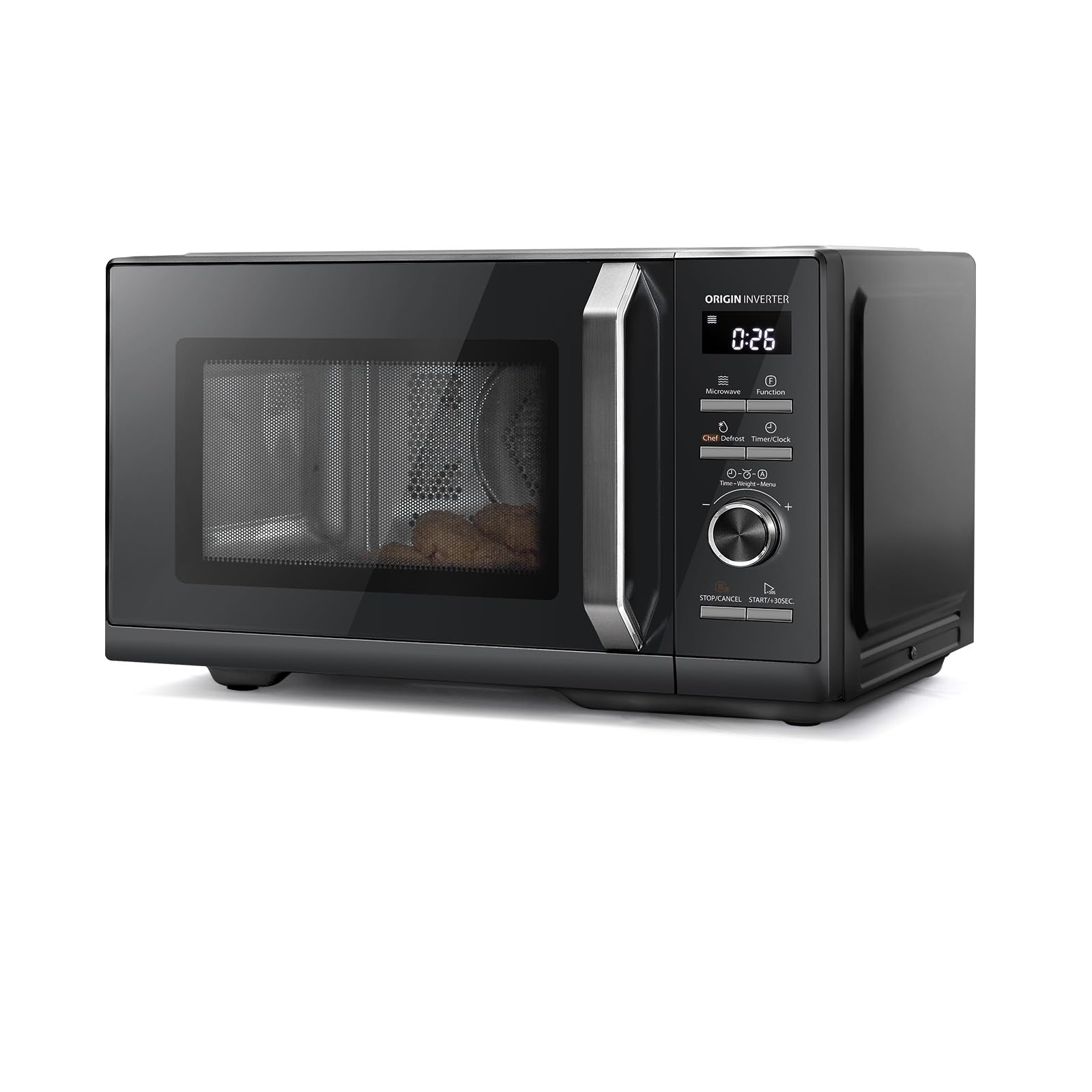 TOSHIBA Black Mirror Front Microwave 20 Liter 700W Manual Control, Compact with 5 Power Levels, Automatic Defrost, Perfect for 9'' Pizza, Clock and Timer, Easy Clean, MW2-MM20PF(MB) — view 8