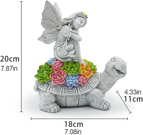 Miniatura 2 de Estatuas solares de tortuga  Atractiva estatua de hada de jardín  Adorno de tortuga alimentado por energía solar con luces LED  Estatuas solares de