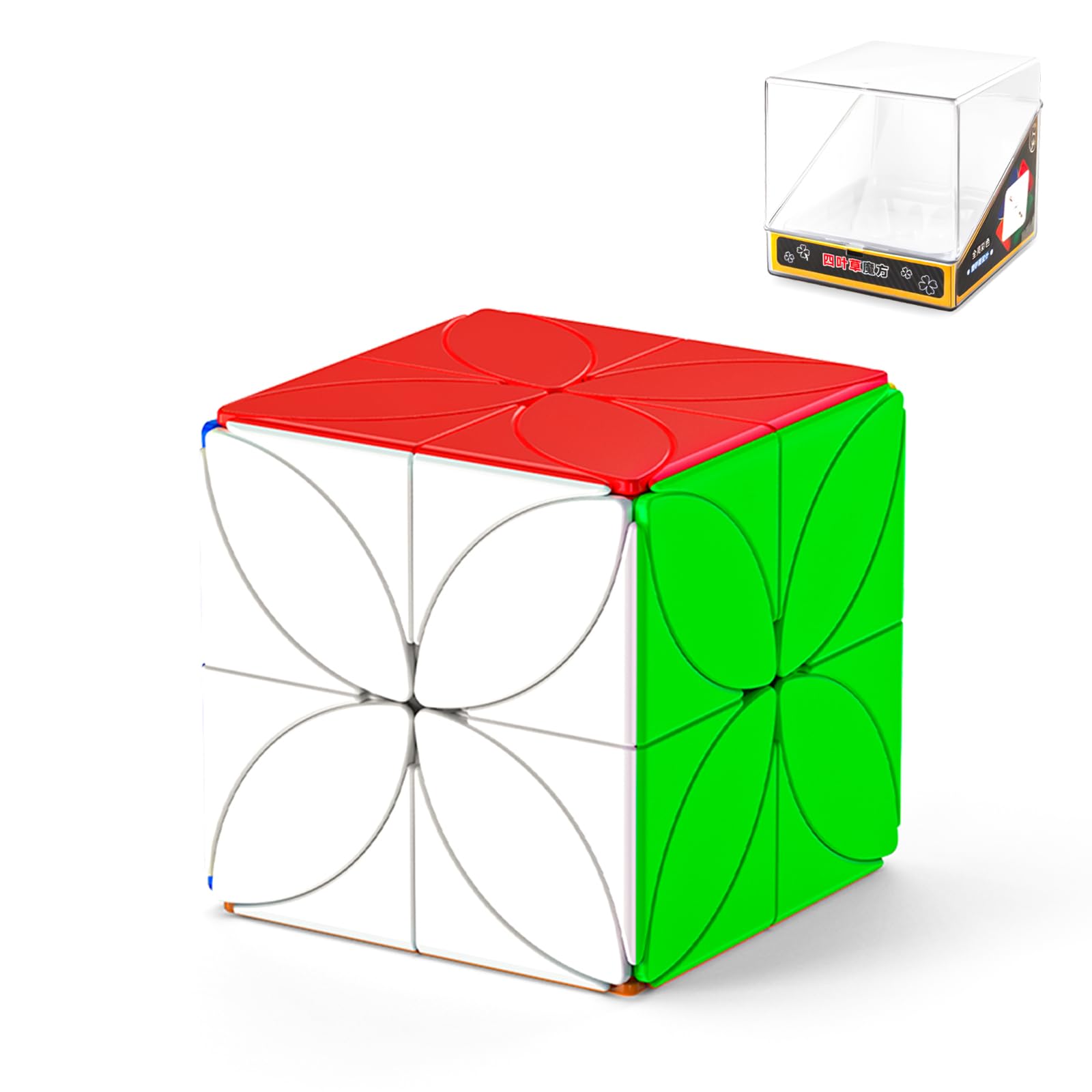 ROXENDA Irregular Clover-Shaped Speed Cube Stickerless Magic Cube, Professional Smooth Lucky Puzzle Cube