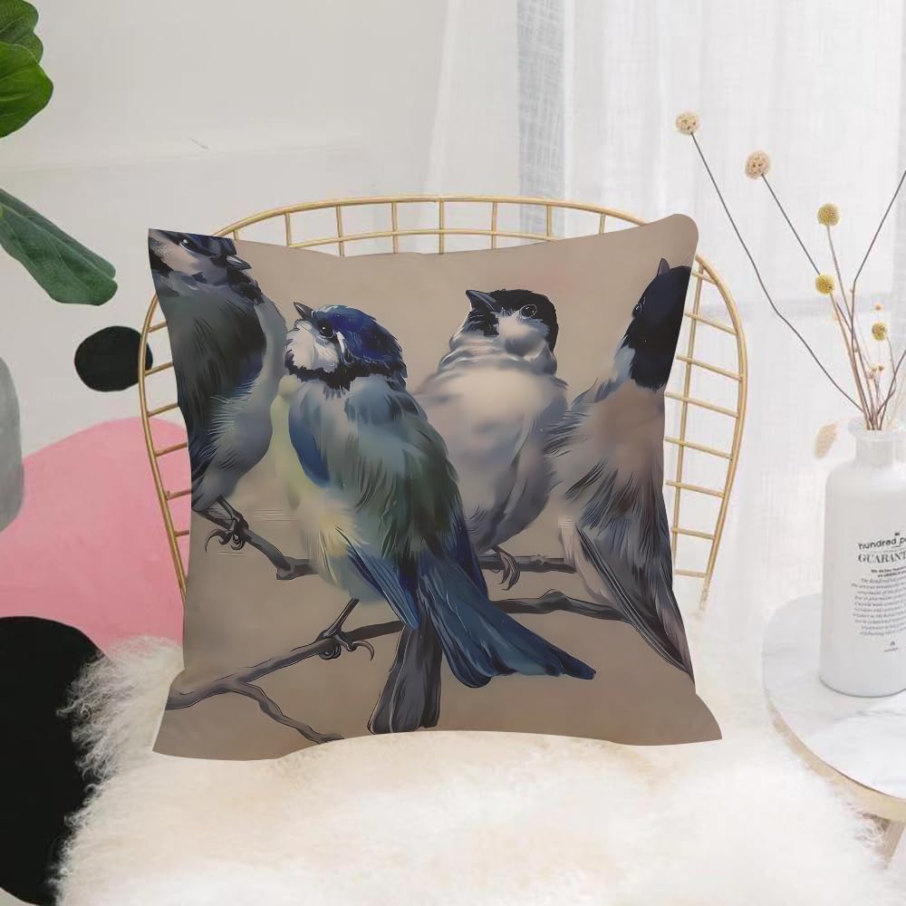 HYOSXW Cushion Cover,Throw Pillow Case Home Decorative for Living Room Bedroom Sofa Chair 16X16 Inch,Birds, a group of colorful birds perched on the branches, showing the beautiful,Pillowcase 40X40cm