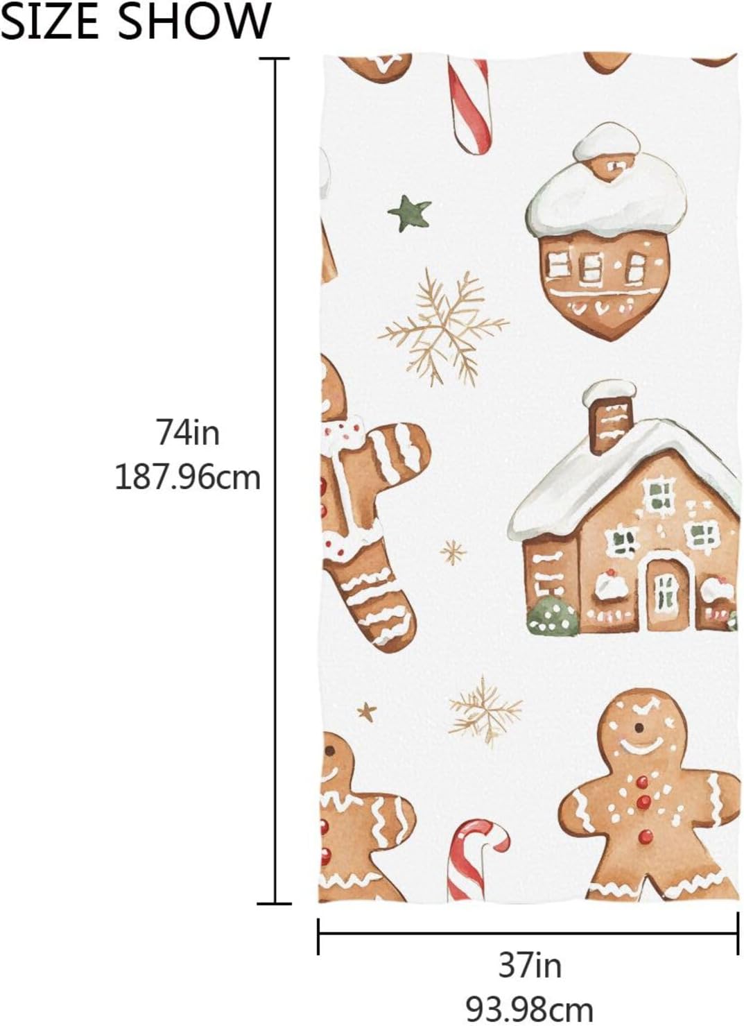 ALAZA Watercolor Gingerbread Beach Towel, Absorbent Quick Dry Swimming Yoga Beach Towels, 31x71in Sand Free Microfiber Beach Towel - Image 4