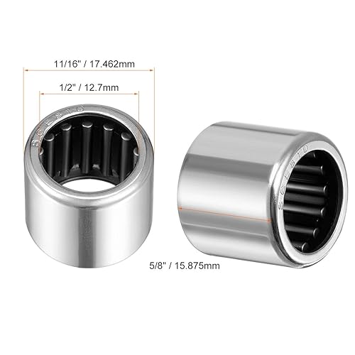Miniatura 8 de uxcell Rodamientos de agujas SCE68 Diámetro de 38 de pulgada OD 916 pulgadas OD 12 pulgada de ancho de acero cromado extremo abierto 5pcs