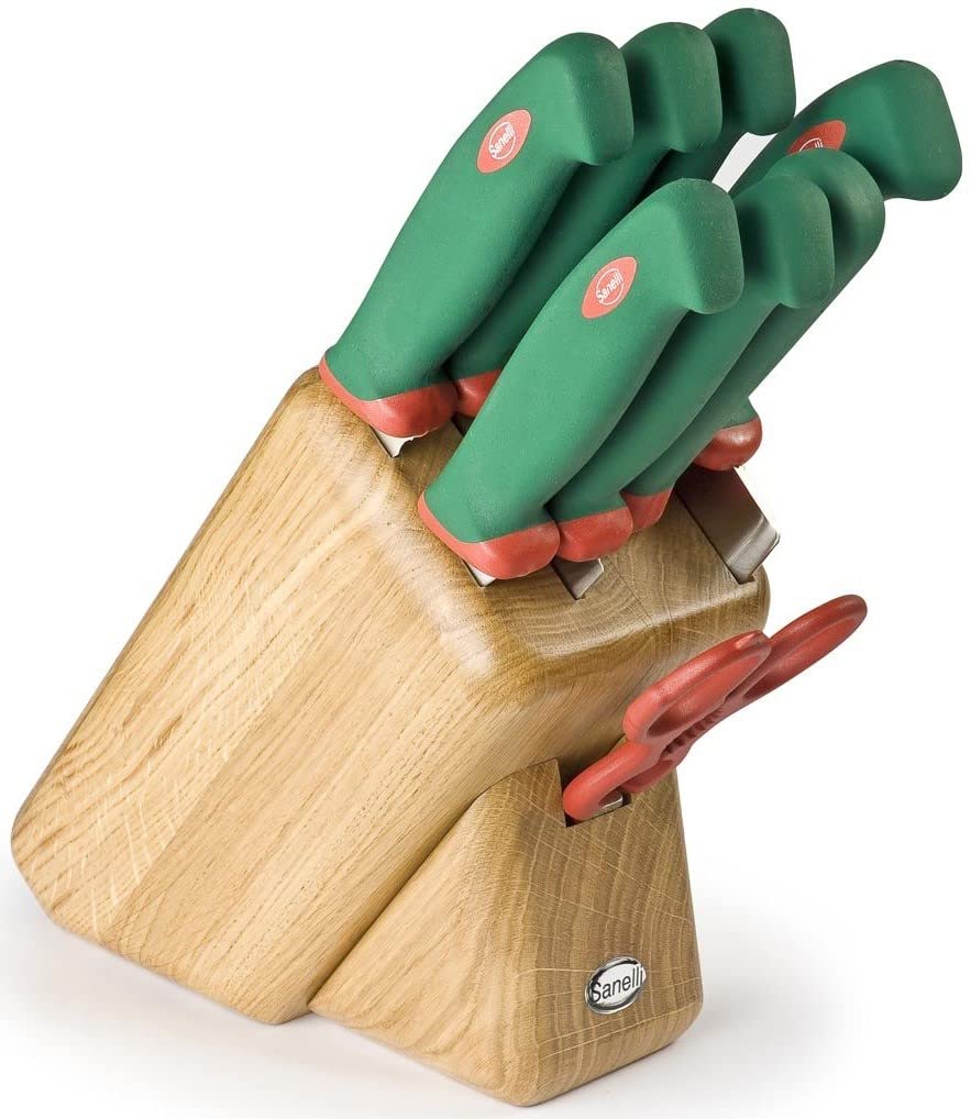 Sanelli 945608 Premana-Blocco Professionale 8 Pezzi in Legno di Quercia Maxime, Grigio-Marrone
